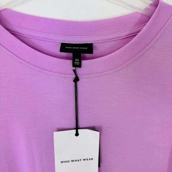 Who What Wear Women's Dress Medium Purple Midi Half Length Sleeve Ruffle Hem New - Picture 8 of 12